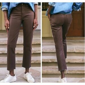 Frank & Eileen Cork The Everyday High Waist Straight Leg Waxed Jeans Chocolate